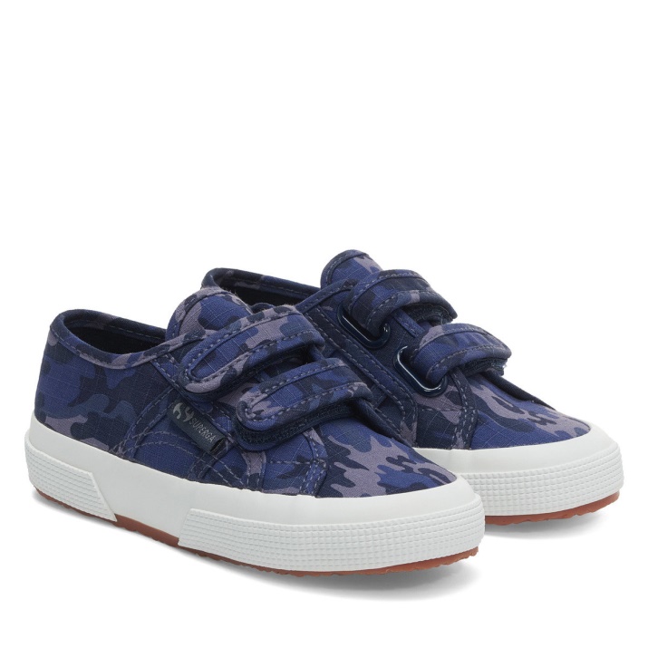 2750 Niños Correas Camo Ripstop Azul Gris Dk Camouflage Superga
