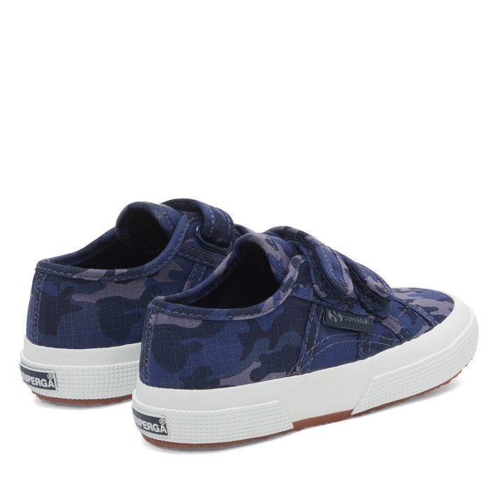 2750 Niños Correas Camo Ripstop Azul Gris Dk Camouflage Superga