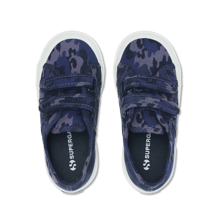 2750 Niños Correas Camo Ripstop Azul Gris Dk Camouflage Superga