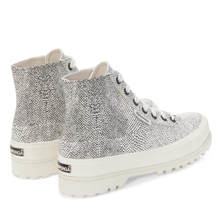 Superga 2341 Alpina Micro Faux Serpiente Blanco Avorio Negro Serpiente