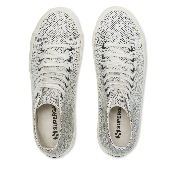 Superga 2341 Alpina Micro Faux Serpiente Blanco Avorio Negro Serpiente