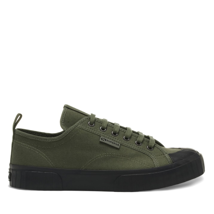 Superga 2630 Correa De Rayas Verde Sherwood Negro