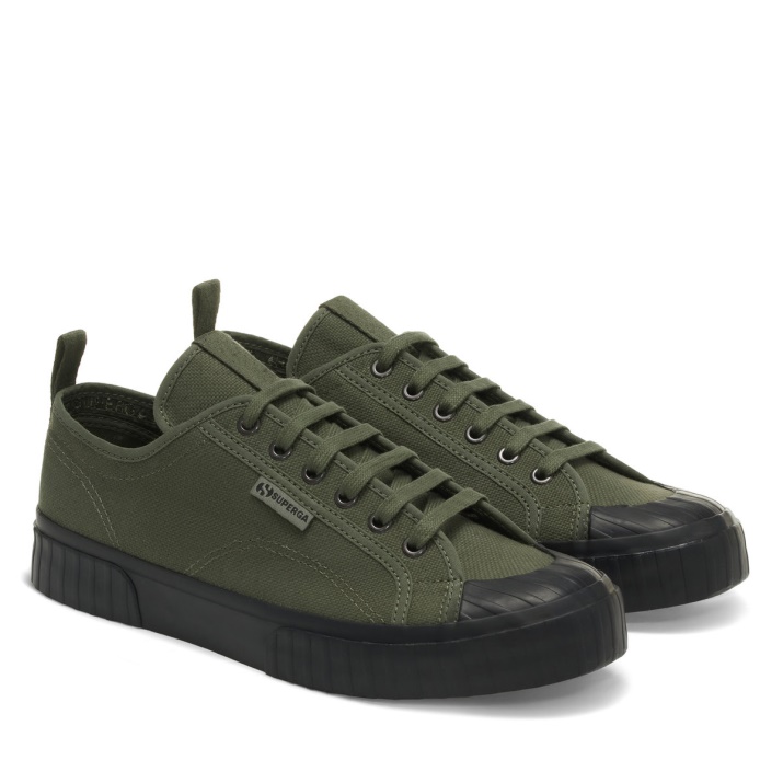 Superga 2630 Correa De Rayas Verde Sherwood Negro