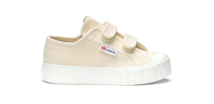 Superga 2630 Correas De Rayas Para Niños Beige Crudo