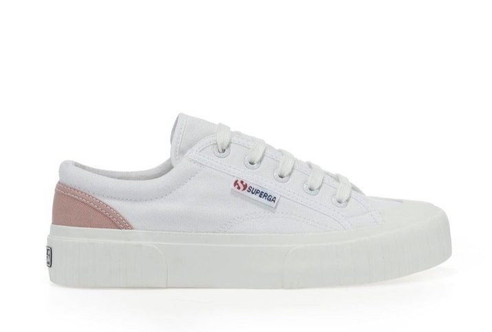 Superga 2630 Stripe Acolchado Blanco-rosa Empolvado