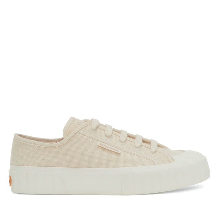 Superga 2630 Stripe Lona Orgánica Beige Crudo