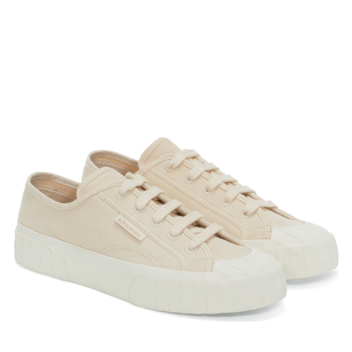 Superga 2630 Stripe Lona Orgánica Beige Crudo