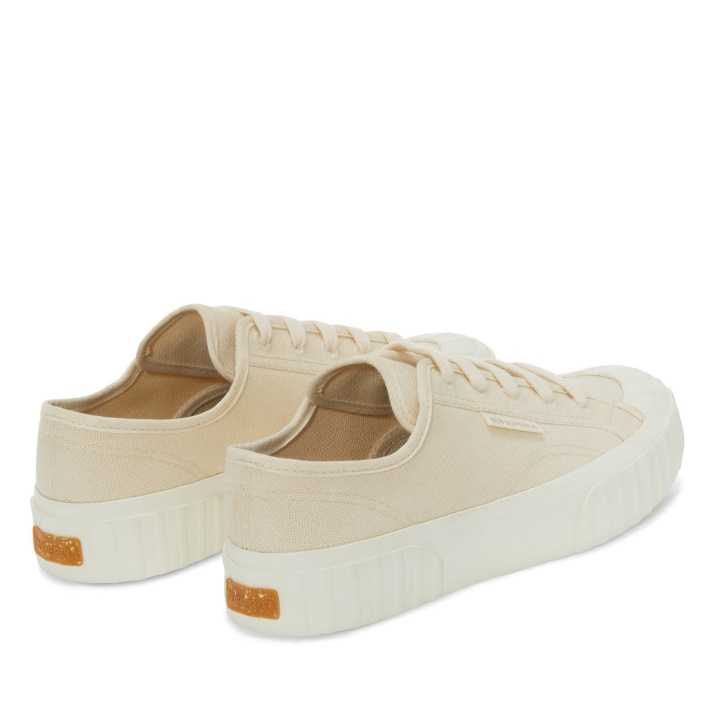 Superga 2630 Stripe Lona Orgánica Beige Crudo