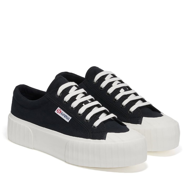 Superga 2631 Stripe Plataforma Negro-blanco Avorio