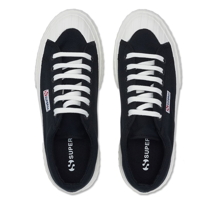 Superga 2631 Stripe Plataforma Negro-blanco Avorio