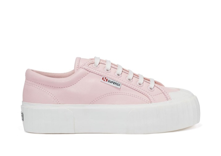 Superga 2631 Stripe Plataforma Vegan Rosa Blanco