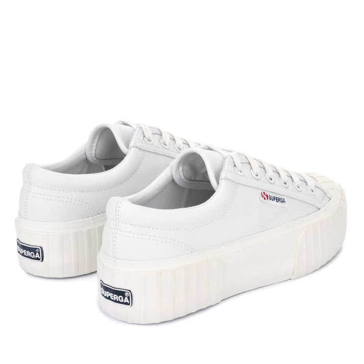 Superga 2631 Stripe Plataforma Vegano Blanco-blanco Avorio