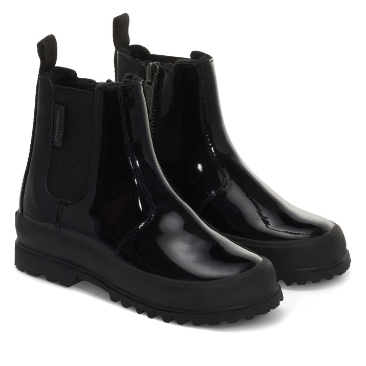 Superga 2666 Kids Alpina Piel Sintética Brillante Total Black