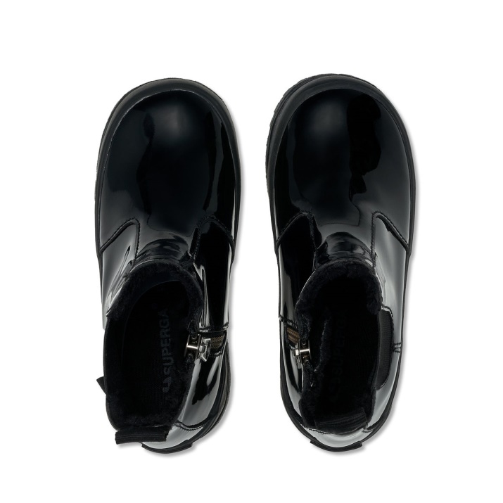 Superga 2666 Kids Alpina Piel Sintética Brillante Total Black