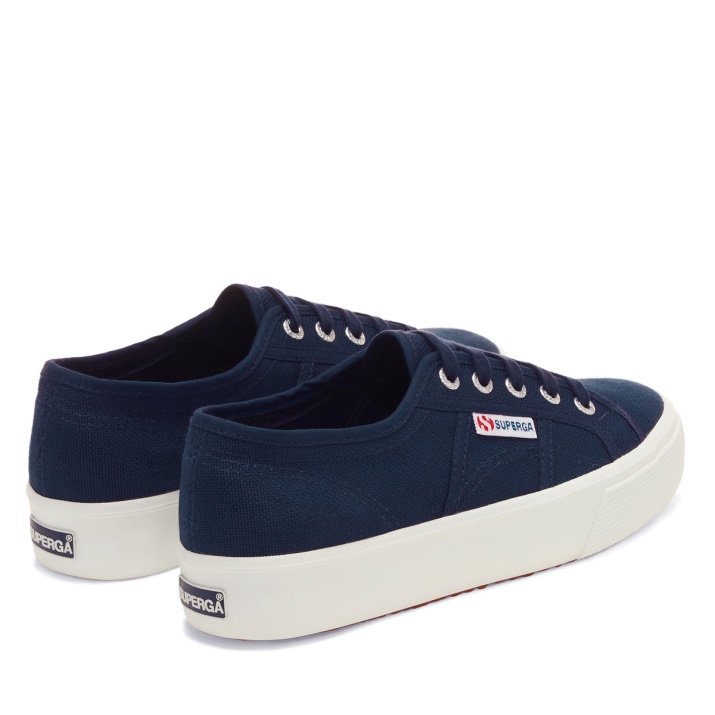 Superga 2730 Plataforma Media Azul Marino-f Blanco