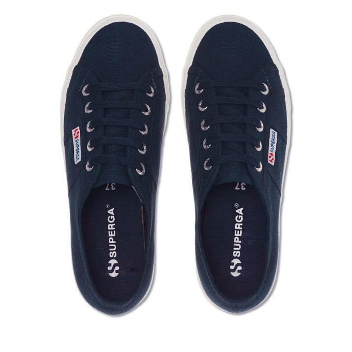 Superga 2730 Plataforma Media Azul Marino-f Blanco