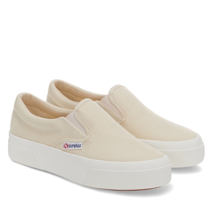 Superga 2740 Plataforma Slip On Beige Lt Eggshell-f Avorio
