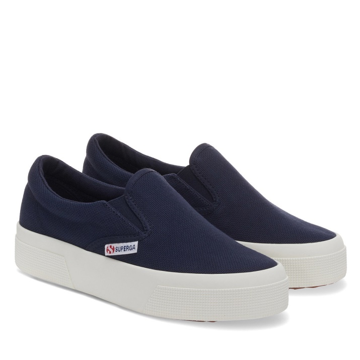 Superga 2740 Slip Con Plataforma Azul Marino-f Avorio