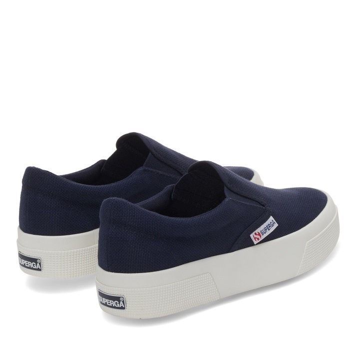 Superga 2740 Slip Con Plataforma Azul Marino-f Avorio