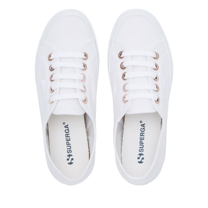 Superga 2750 Cotu Ojales Grandes Blanco-oro Rosa