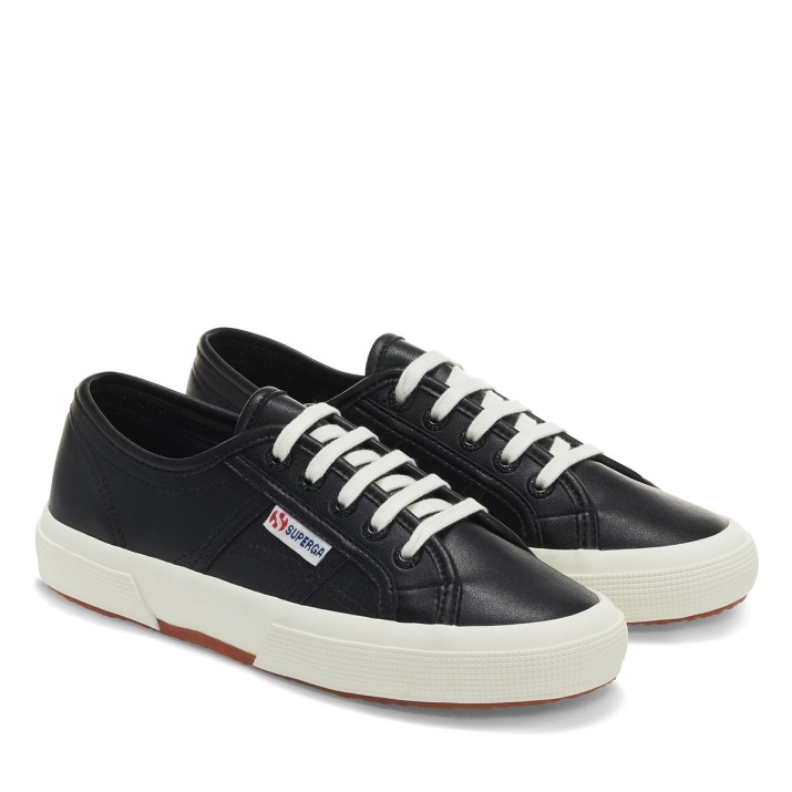 Superga 2750 Cuero Vegano Negro-blanco Avorio