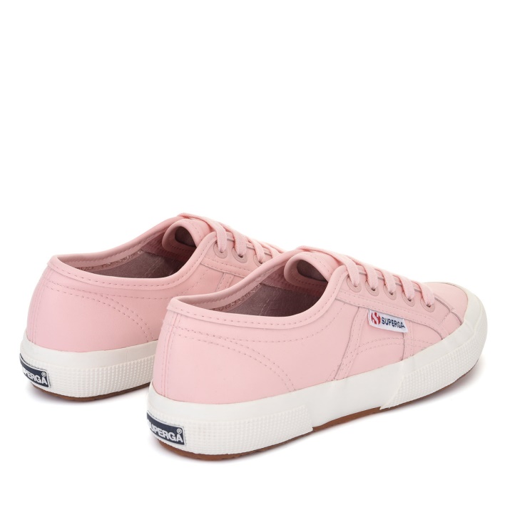 Superga 2750 Cuero Vegano Rosa-blanco Avorio