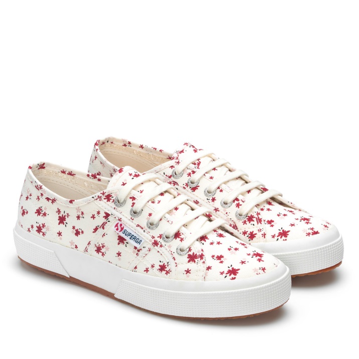Superga 2750 Estampado Floral Blanco Avorio-rojo