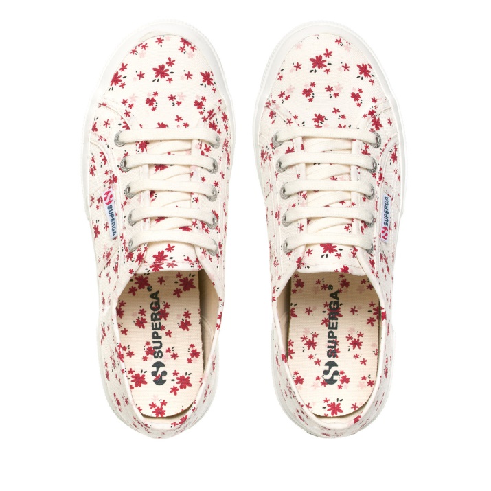 Superga 2750 Estampado Floral Blanco Avorio-rojo