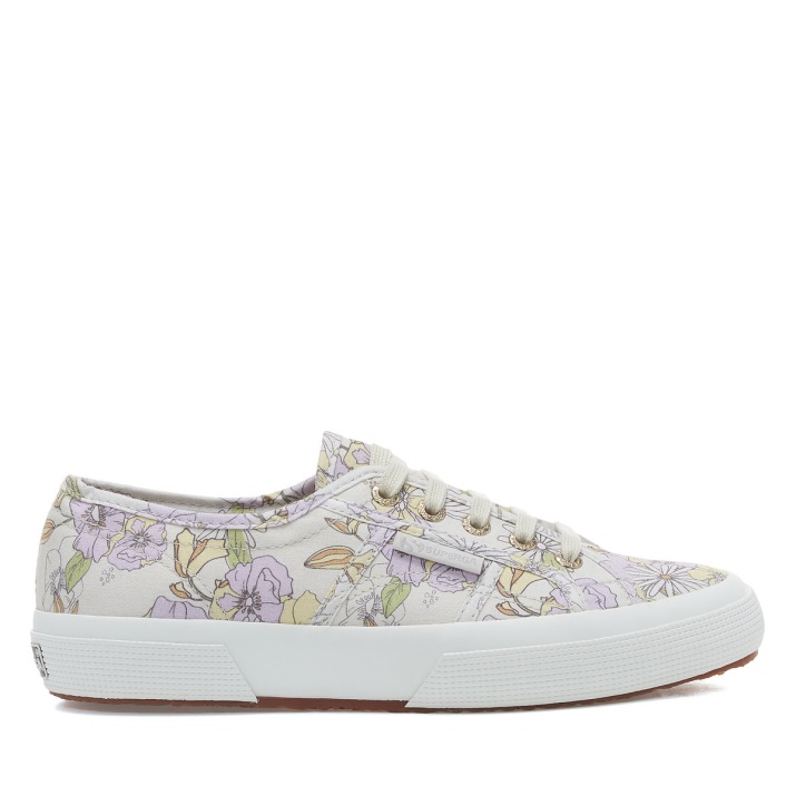 Superga 2750 Estampado Floral Lt Beige Lilla Lt Flores Amarillas