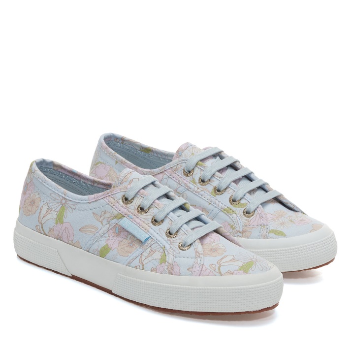 Superga 2750 Floral Print Lt Azul Rosa Naranja Flores
