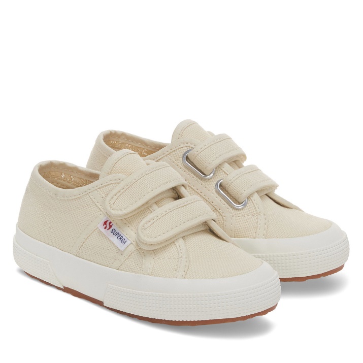 Superga 2750 Jstrap Classic Kids Beige Lt Eggshell - F Avorio