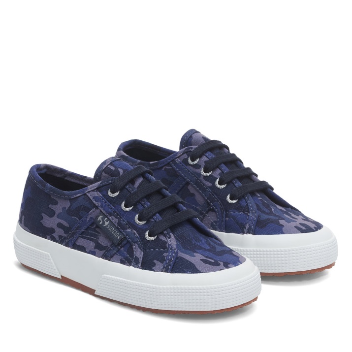Superga 2750 Kids Camo Ripstop Azul Gris
