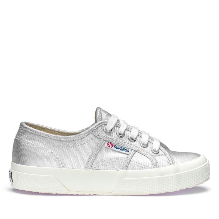 Superga 2750 Lona Metalizada Gris Plata Mate-f Avorio