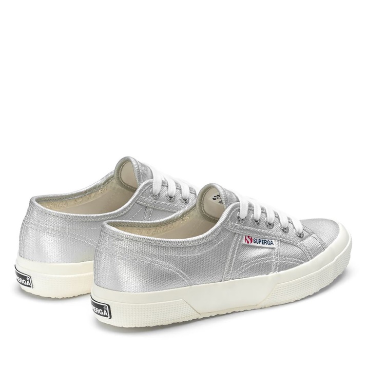 Superga 2750 Lona Metalizada Gris Plata Mate-f Avorio