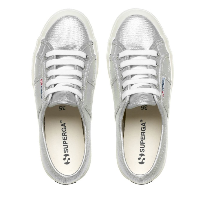 Superga 2750 Lona Metalizada Gris Plata Mate-f Avorio