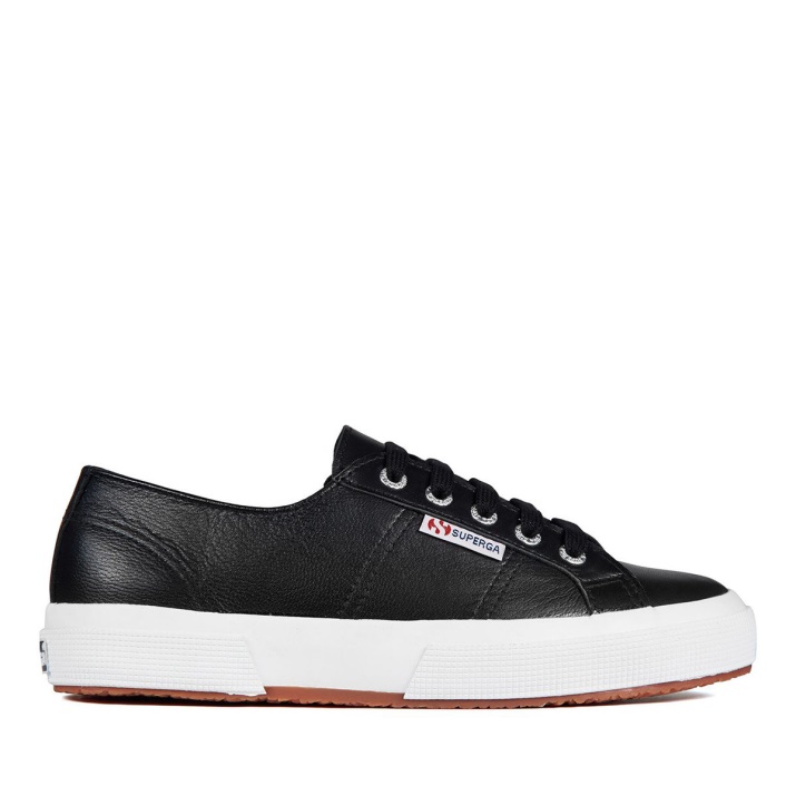 Superga 2750 Nappa Lea Negro-blanco