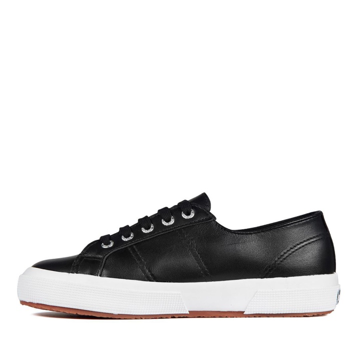 Superga 2750 Nappa Lea Negro-blanco
