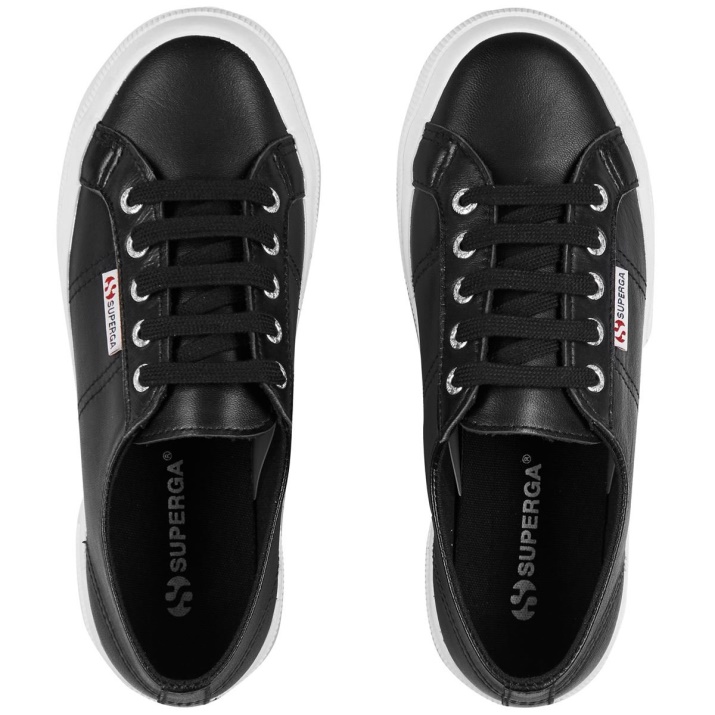 Superga 2750 Nappa Lea Negro-blanco