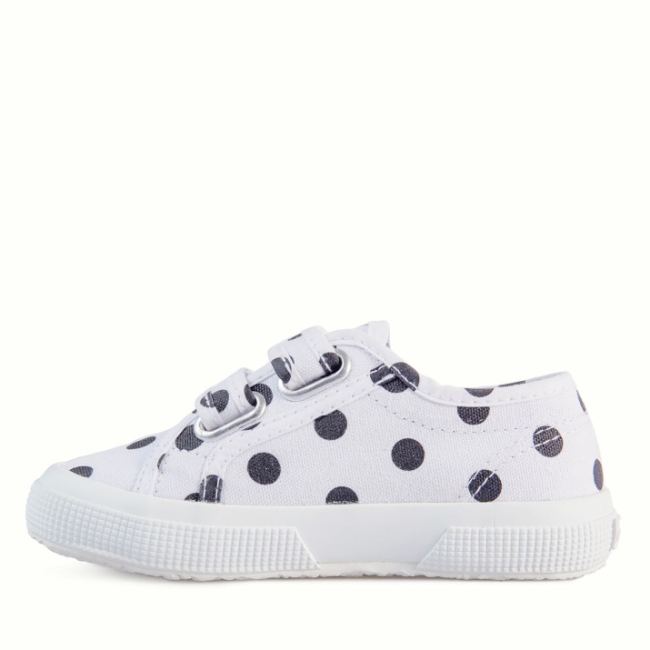 Superga 2750 Niño Correas Lunares Blanco-puntos Negros