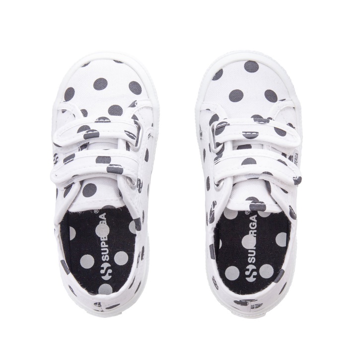 Superga 2750 Niño Correas Lunares Blanco-puntos Negros