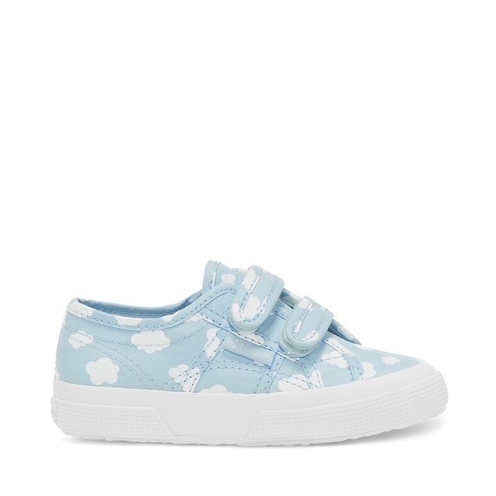 Superga 2750 Niños Correas Nubes Estampado Lt Azul-blanco Nubes