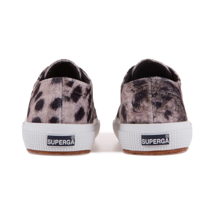 Superga 2750 Niños Estampado Terciopelo Gris Leopardo