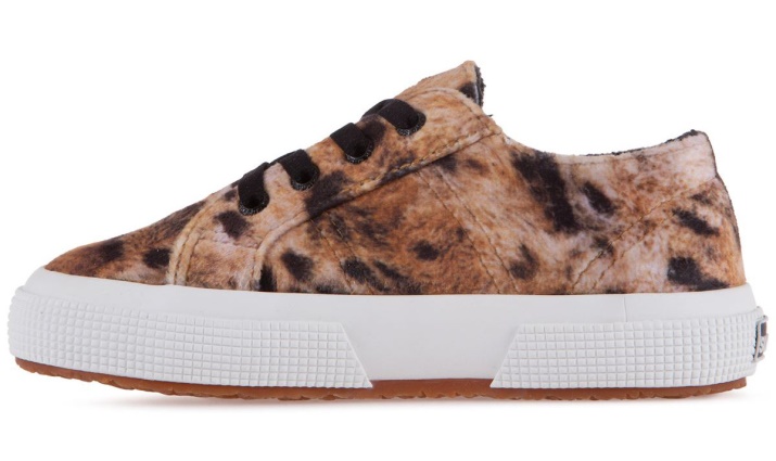 Superga 2750 Niños Estampado Terciopelo Lt Beige Leopardo