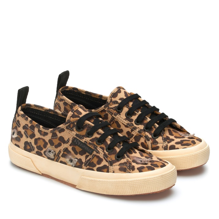 Superga 2750 Rasgado Leopardo Clásico Leopardo-negro