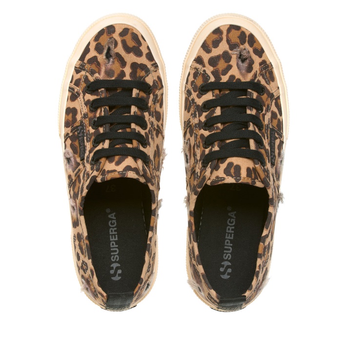 Superga 2750 Rasgado Leopardo Clásico Leopardo-negro