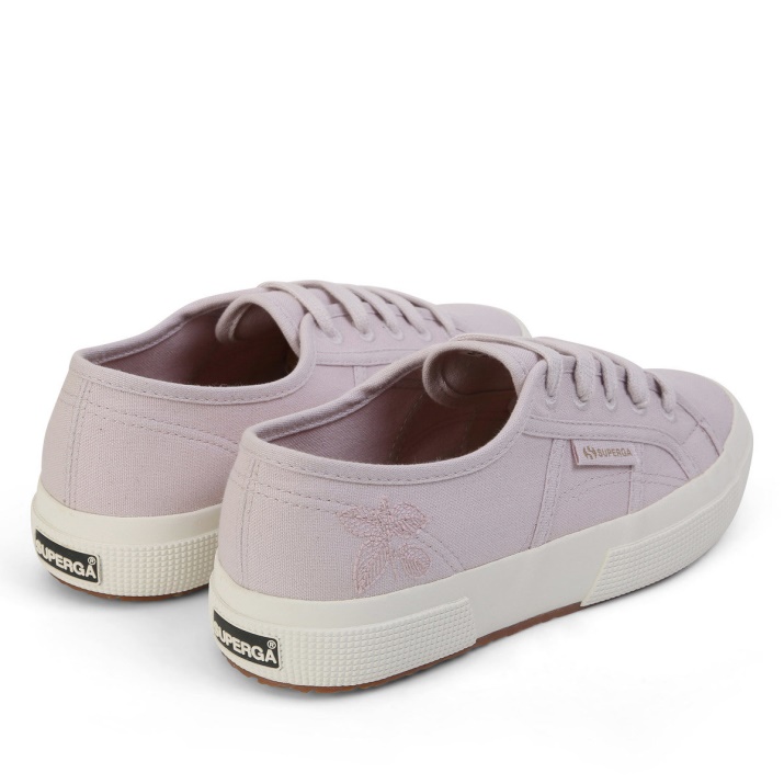Superga 2750 Tinte Natural Bordado Hojas Rosa Magenta