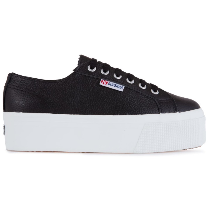 Superga 2790 Piel Abatanada Negro-blanco