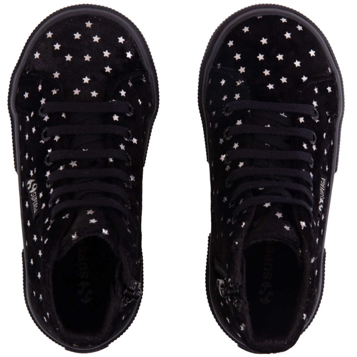 Superga 2795 Niños Terciopelo Estrellas Negro-plata Estrellas