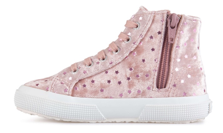 Superga 2795 Niños Terciopelo Estrellas Rosa Pálido Lila-rosa Humo Sta