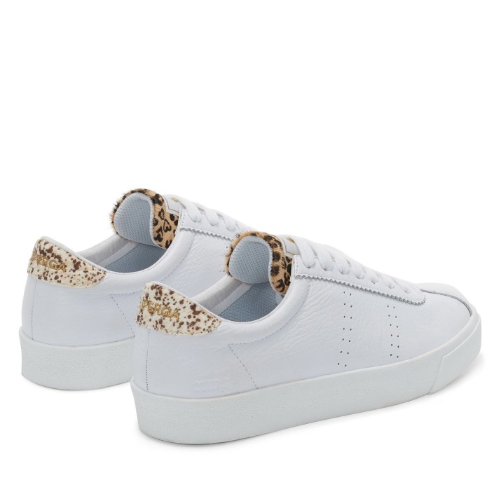 Superga 2843 Club S Calfhair Detalles Lunares Blancos Leopardo